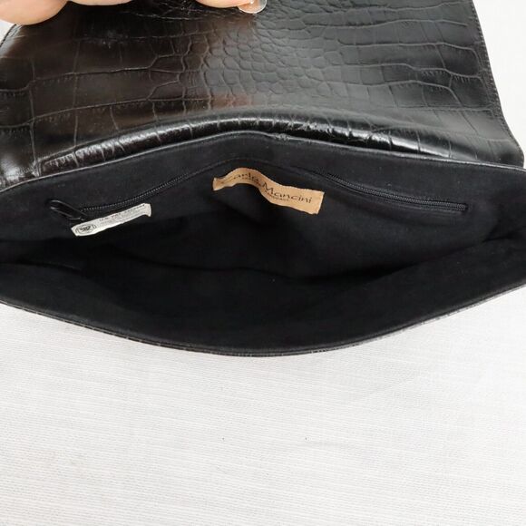 Carla Mancini Handbag Womens Black Leather Alligator Texture Shoulder Bag - Picture 11 of 13